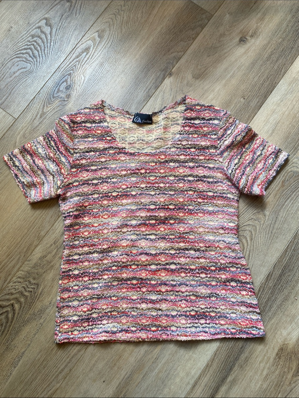 90s Vintage Knit Crochet Space-Dye Boho Cottagecore Romantic Artsy Mod Style Top